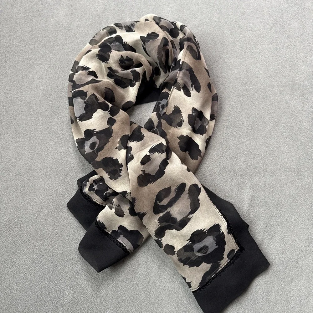 Adrienne‎ Vittadini Silk Scarf Womens Animal Print Square Sheer Chiffon VTG